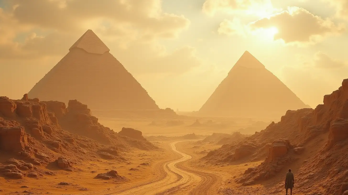 Desolate WarTorn Egypt with Pyramids in Biblical Era