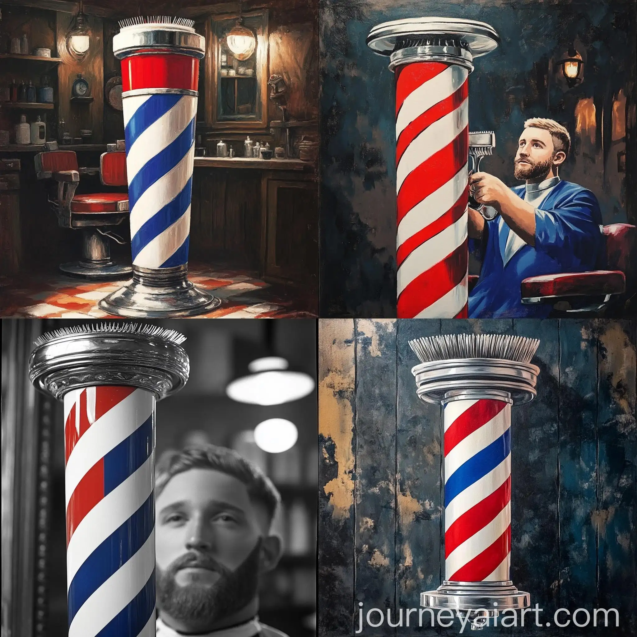 Barber-Pole-with-Vibrant-Colors-and-Reflections