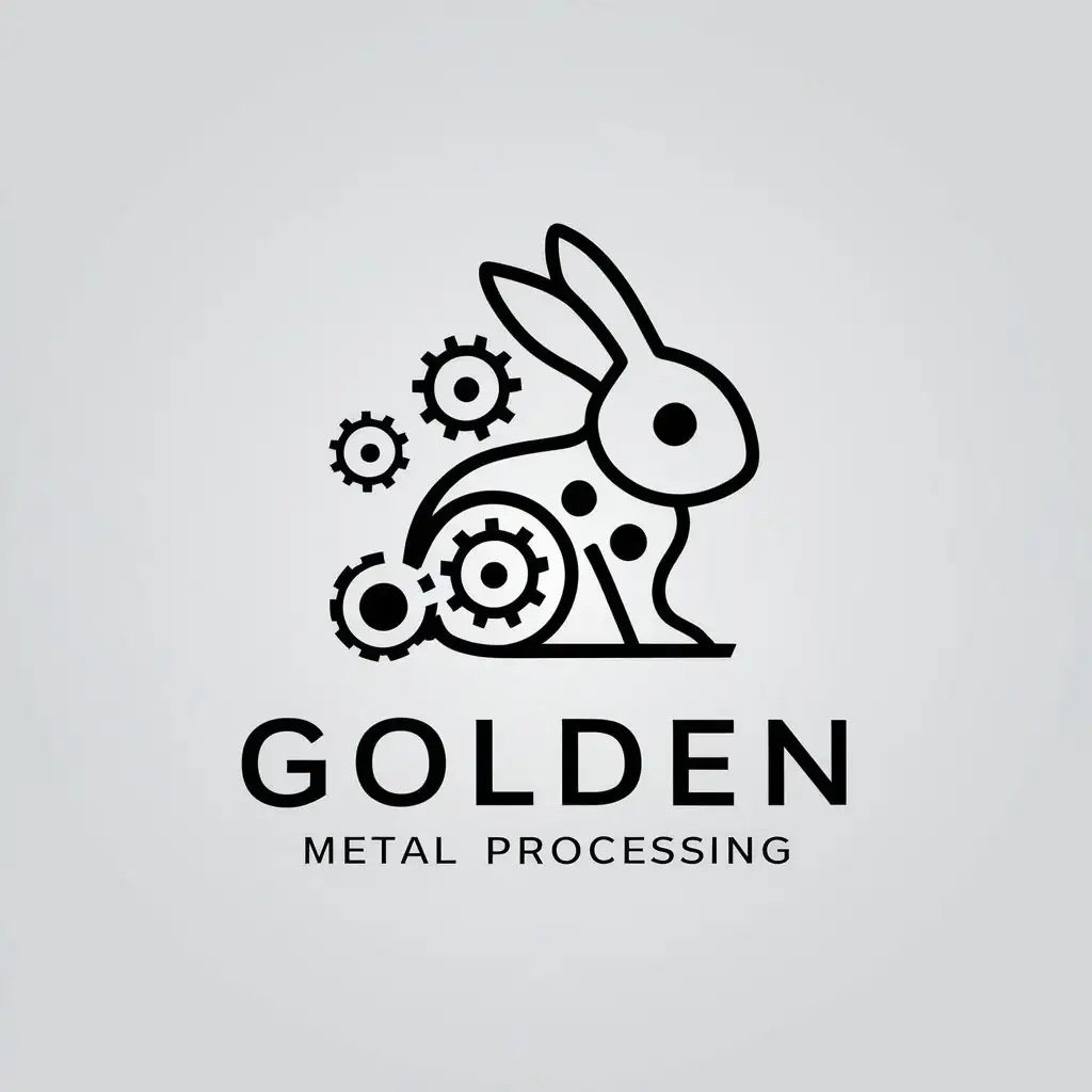 LOGO-Design-For-Golden-Metal-Processing-Industry-Logo-with-Rabbit-Flower-and-Mechanical-Gear-Elements