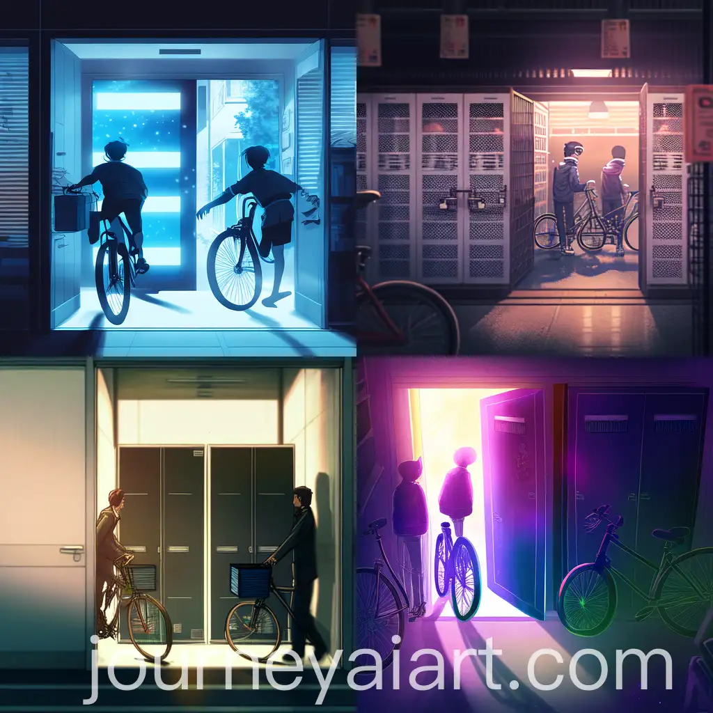 Two-Men-Exiting-Cabinet-with-Bicycles