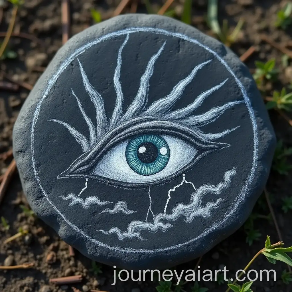 Dragons-Eye-Drawing-on-Stone-with-Lightning-and-Cloud-in-Dark-Fantasy-Style