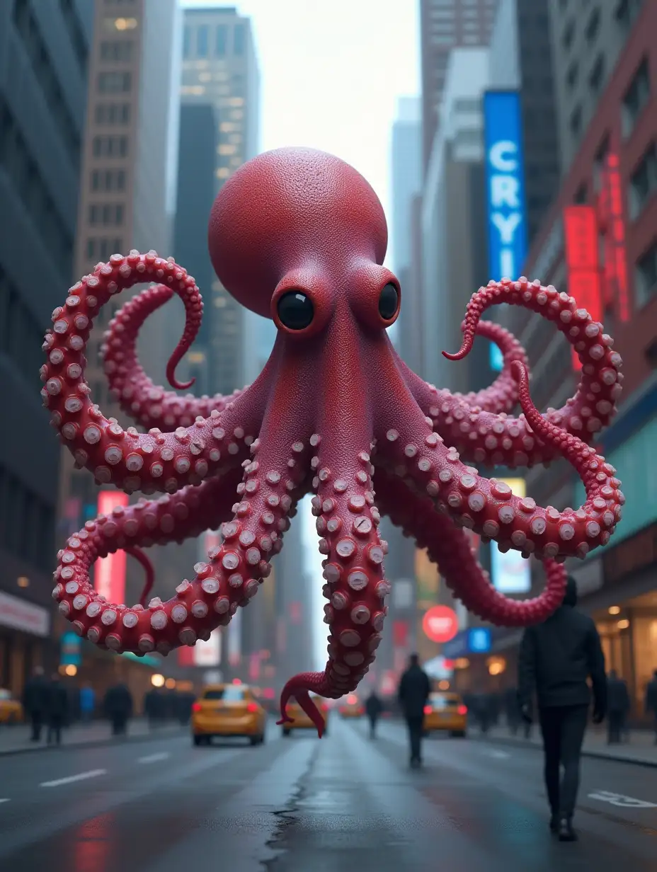 3D Octopus in New York City with Realistic Style Fantasy