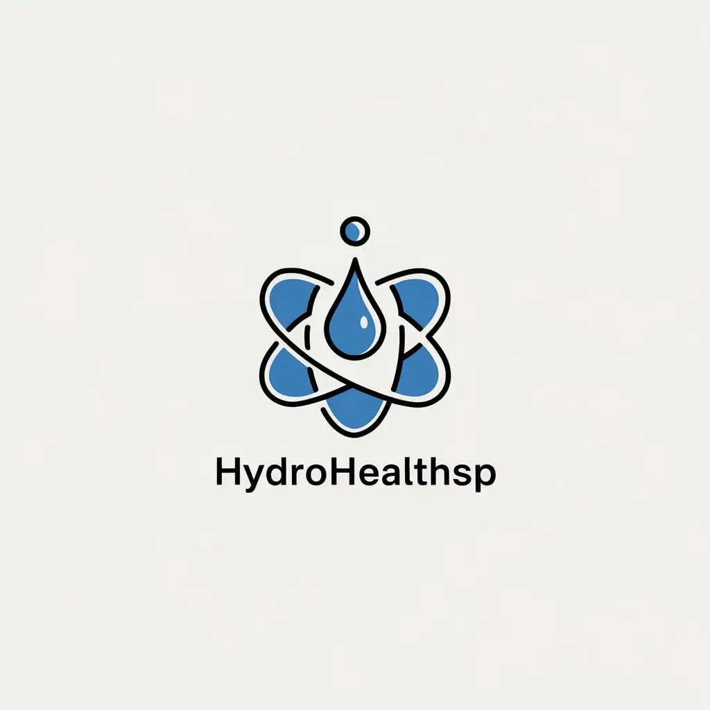 a vector logo design,with the text "HydroHealthSP", main symbol:Hydrogen, water,Minimalistic,be used in e-commerce industry,clear background