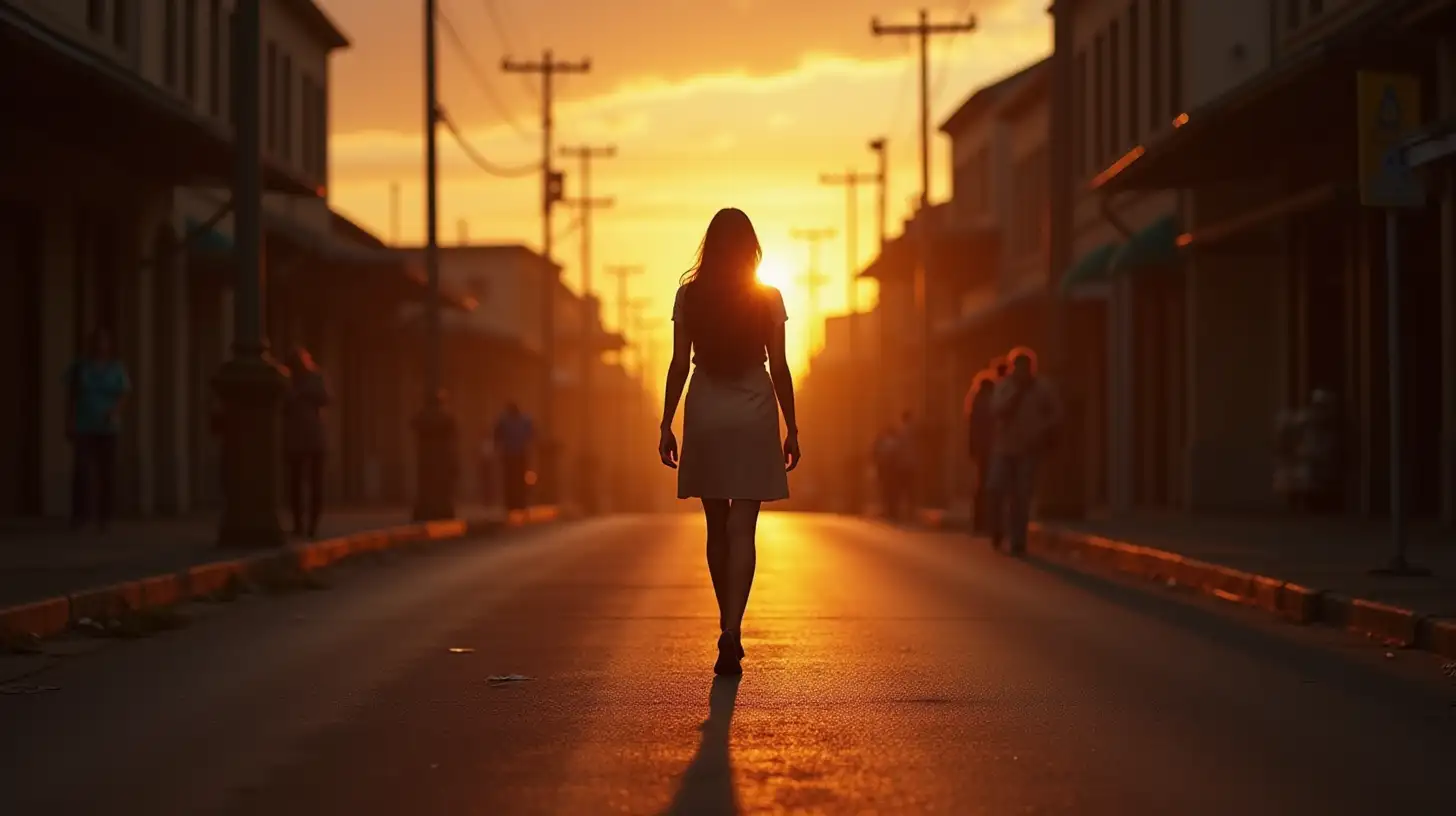 Silhouette of a Woman Standing on a Street Corner Biblical Era Scene