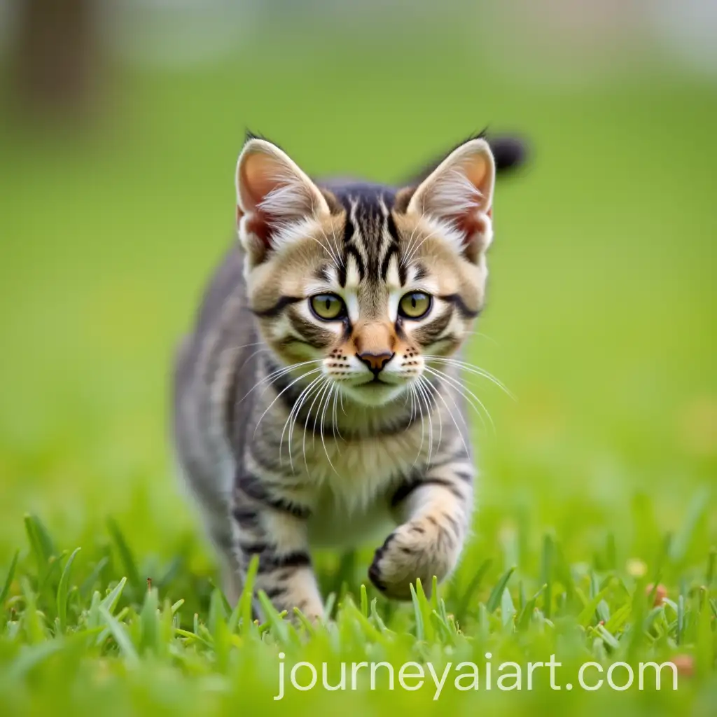 Cat-Walking-on-Grass-in-a-Serene-Outdoor-Setting
