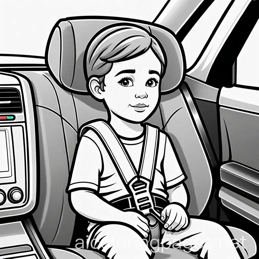 Child-Buckled-Up-in-Car-Seatbelt-Coloring-Page