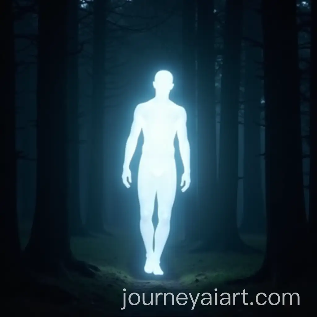 Radiant-Humanoid-Figure-Levitating-in-Dark-Forest-at-Night