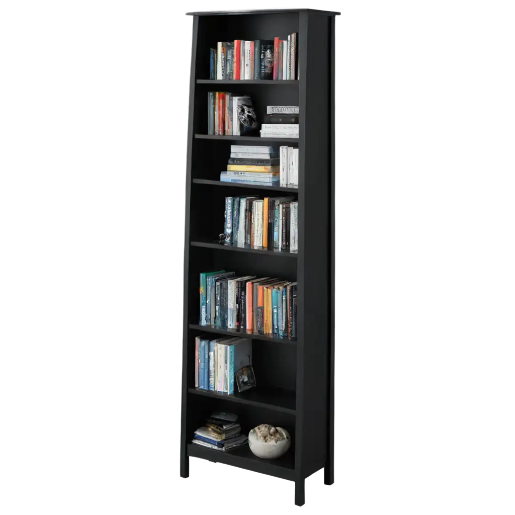 Elegant-Black-and-White-Tall-Bookshelf-PNG-for-Versatile-Design-Applications