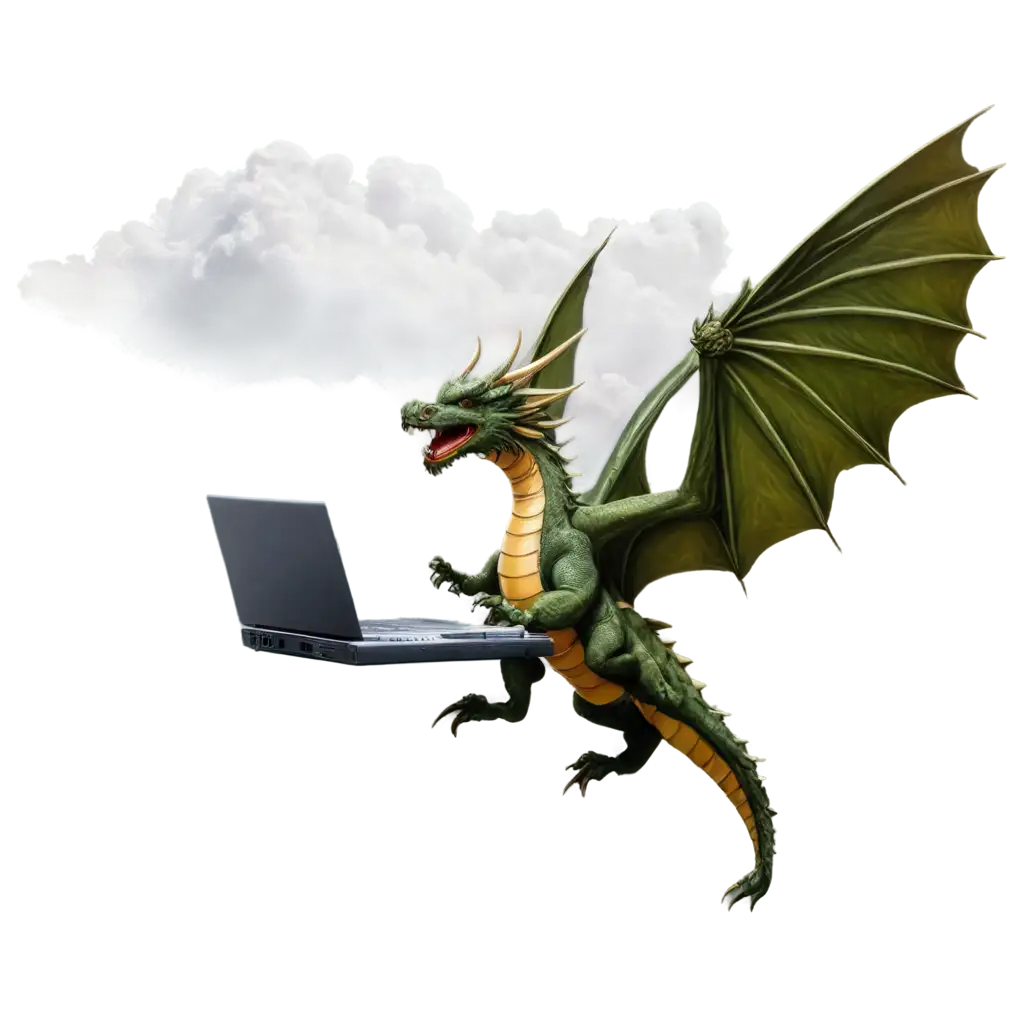 Dragon-Holding-Keyboard-Flies-in-Clouds-PNG-Image-Creation