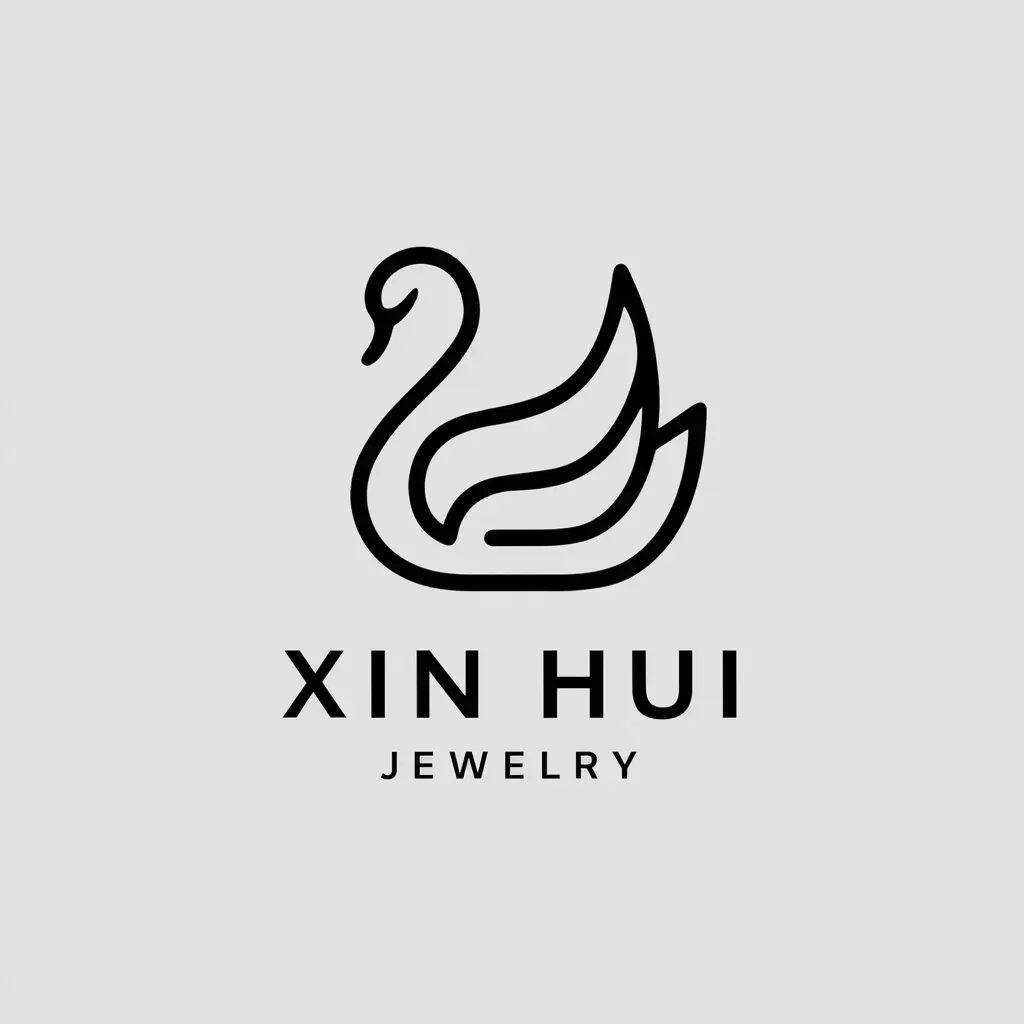 a vector logo design,with the text "Xin Hui Jewelry", main symbol:swan,Minimalistic,be used in jewelry industry,clear background