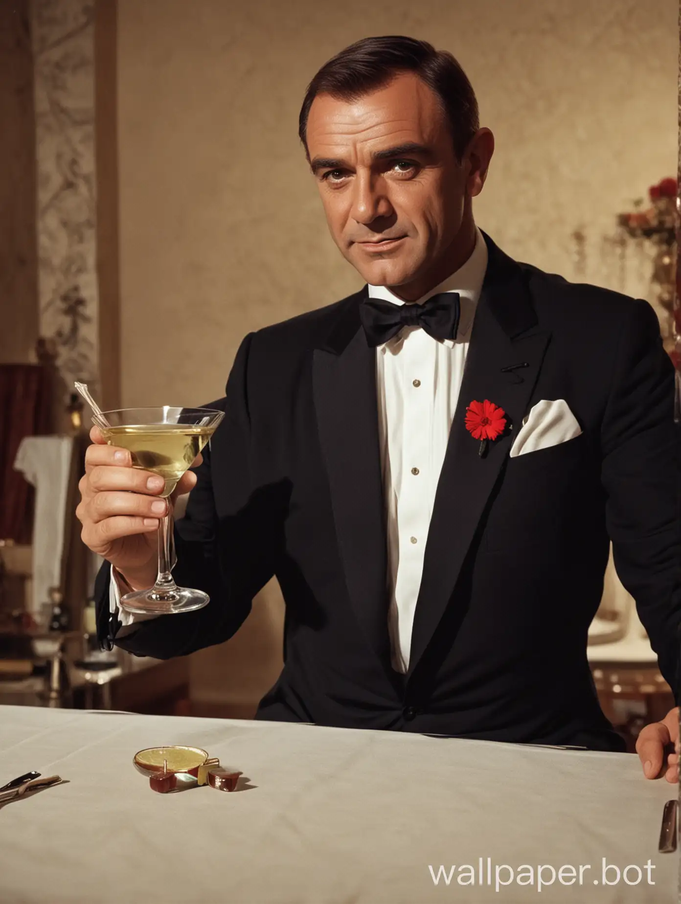 james bond sean connery with martini doing cheers