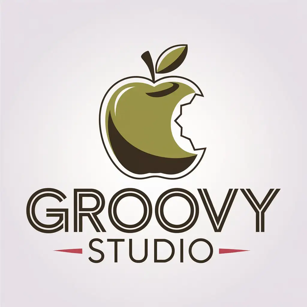 LOGO Design For Groovy Studio Modern Apple Symbol on Clear Background