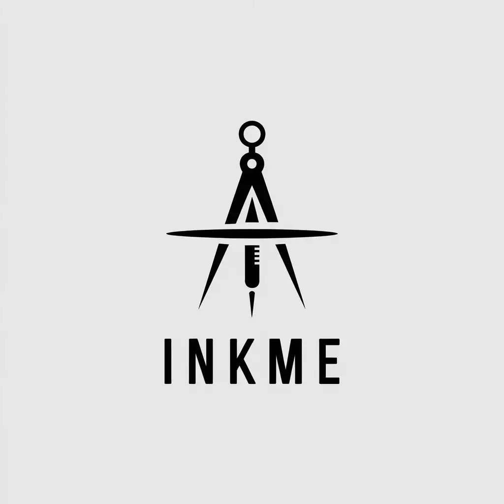 LOGO Design for InkMe Minimalistic Compass Tattoo Needle with Clear Background