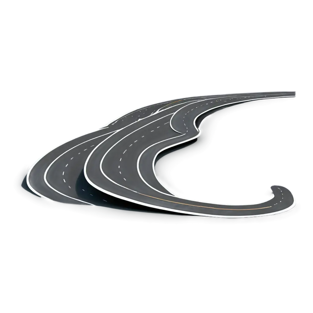 asphalt road, curve highway, 3d illustration, top view