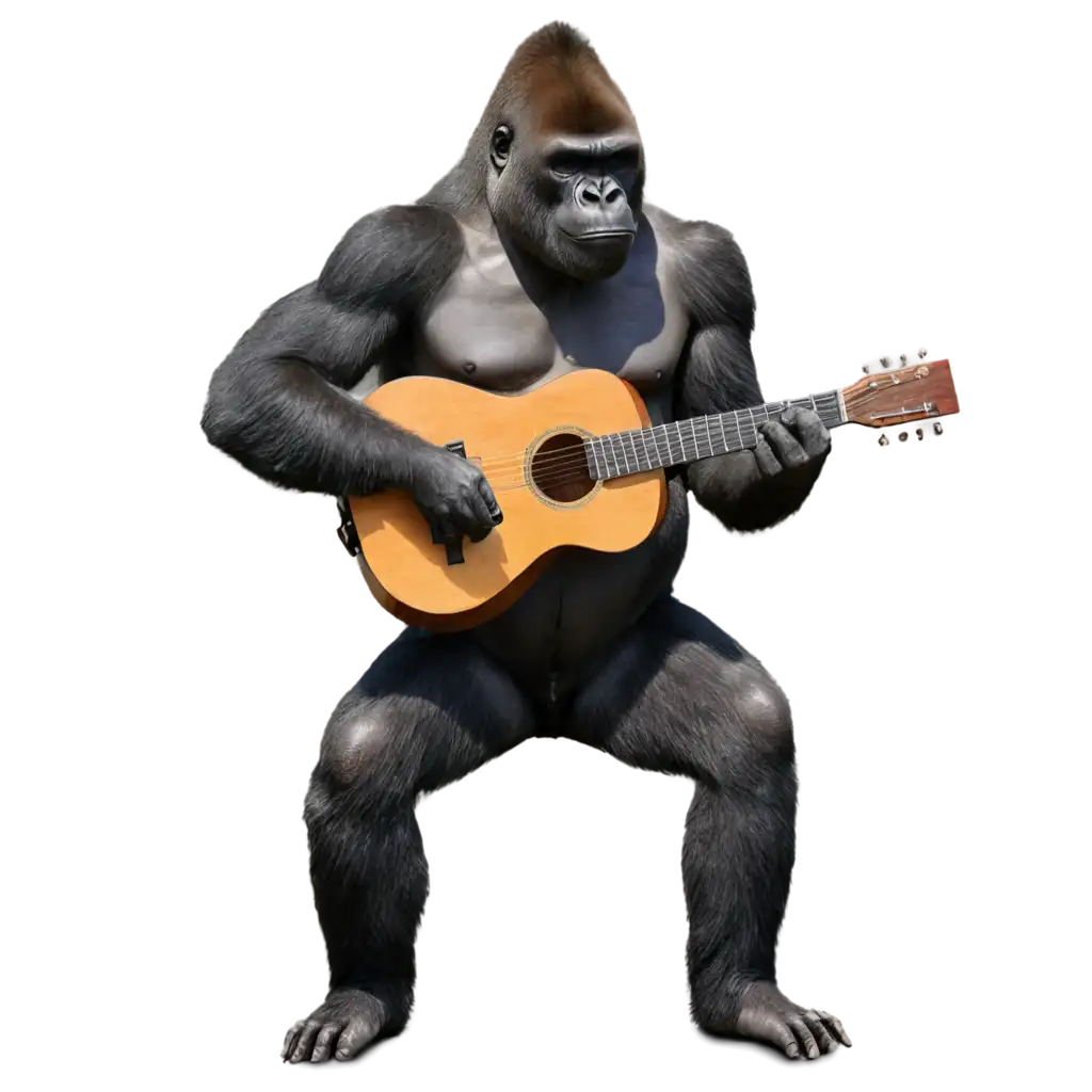 A gorilla playing guitar