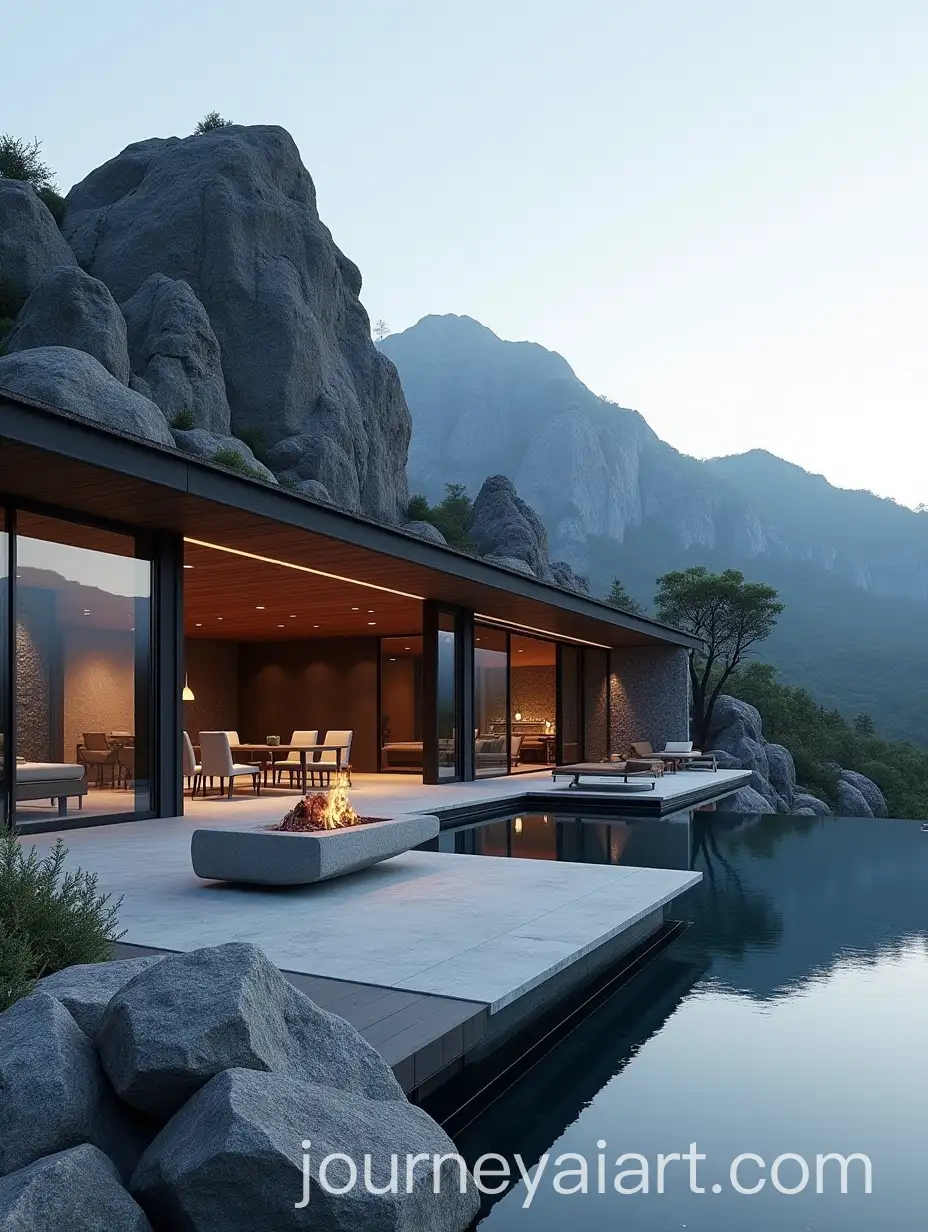 Modern-Minimalist-Glass-Rock-Garden-with-Infinity-Pool-and-Fire-Pit
