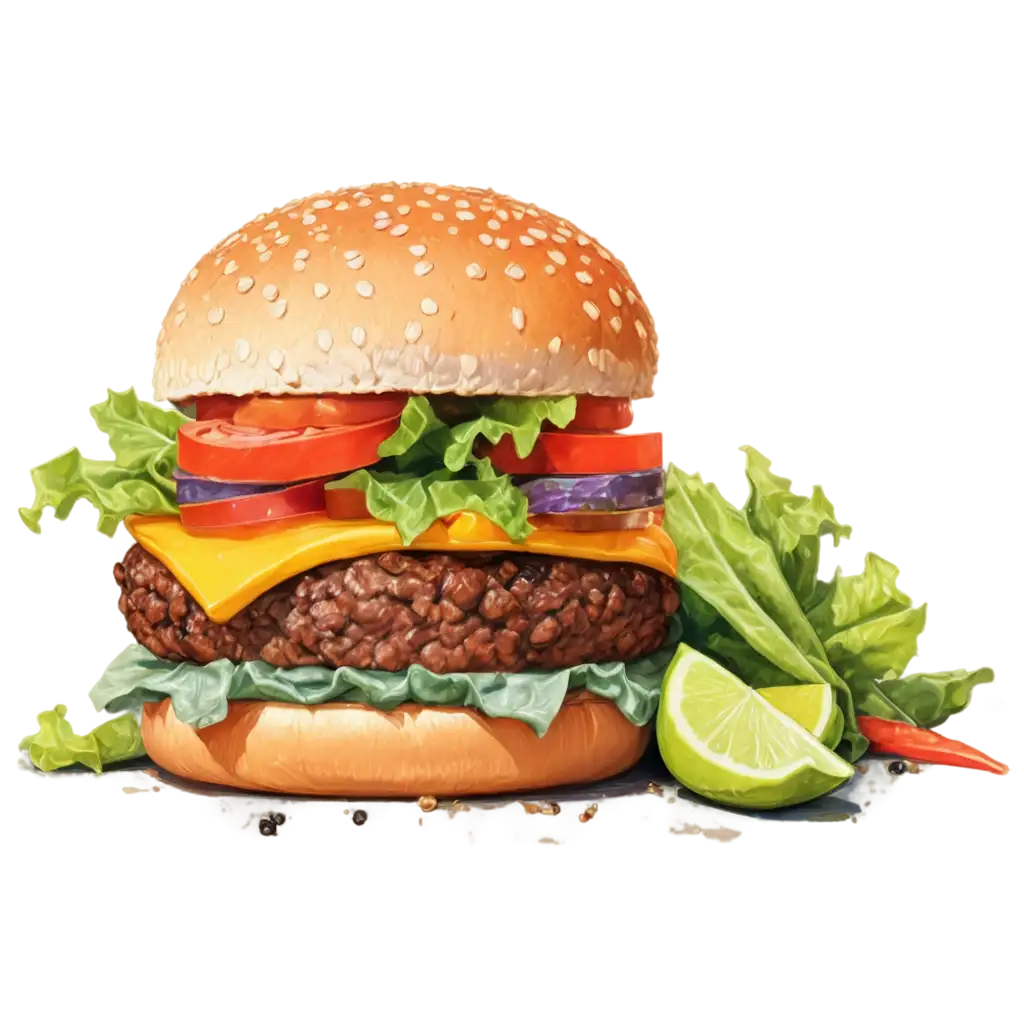 HighQuality-PNG-Burger-Drawing-with-Stroke-Veg-Perfect-for-Food-Illustration-and-Digital-Design