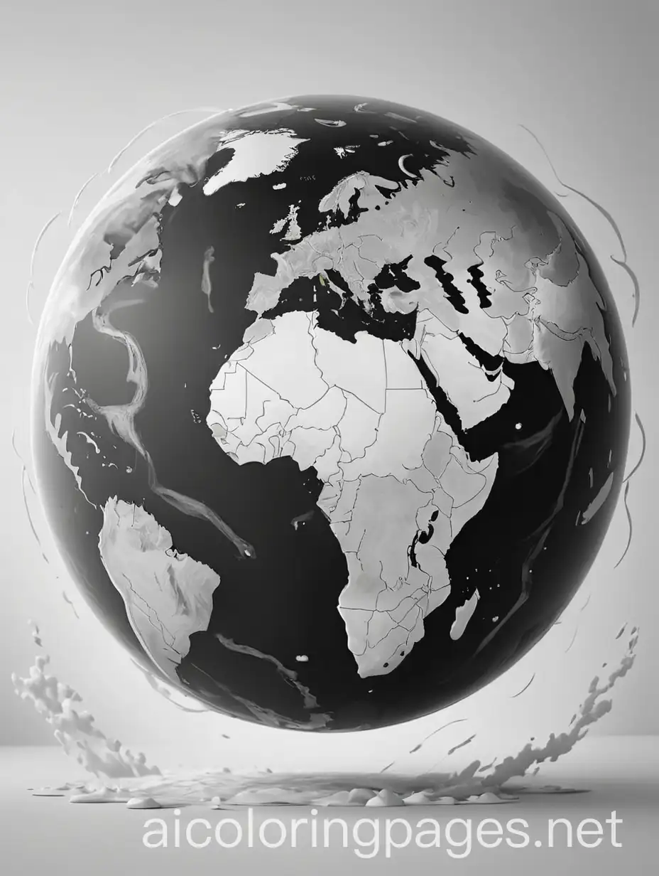 earth with its atmosphere, Coloring Page, black and white, line art, white background, Simplicity, Ample White Space
