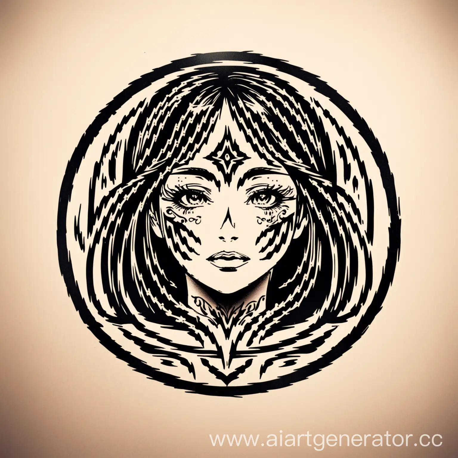 Girls-Face-in-Circle-Tattoo-Logo-Design