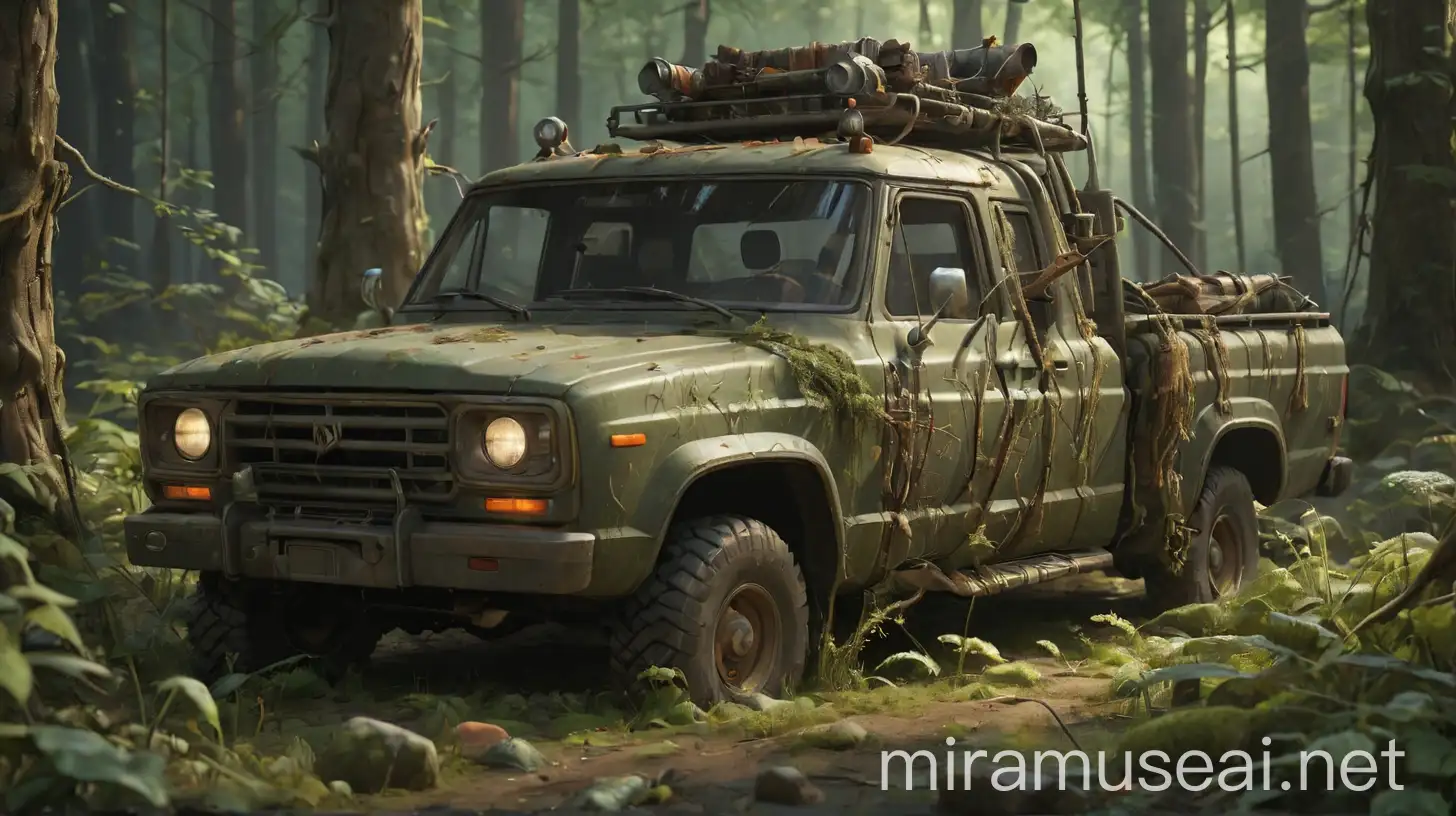 Magical Forest Hunting Pickup Vehicle Scene