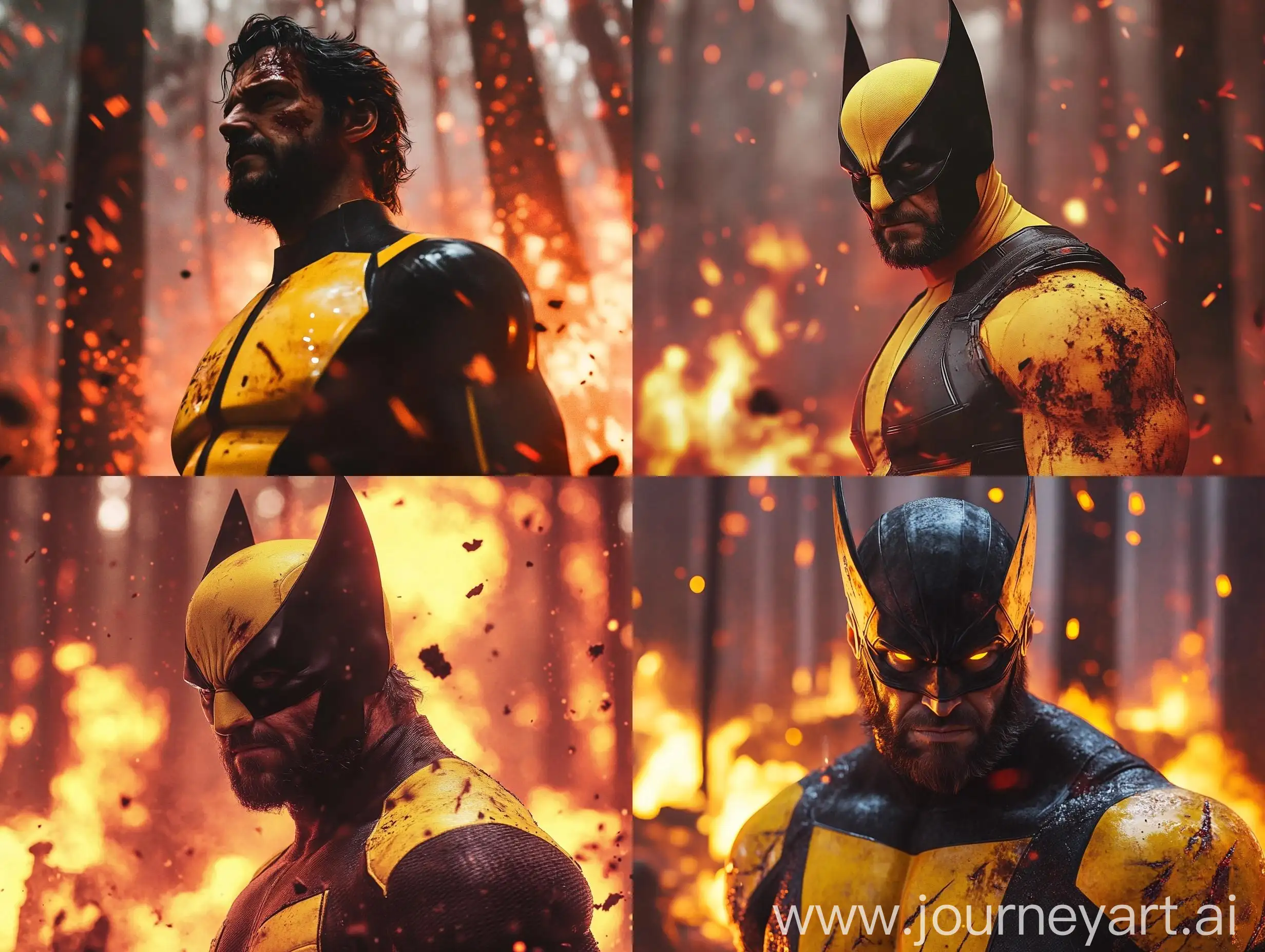 Henry-Cavill-as-Wolverine-in-Yellow-and-Black-Suit-on-Burning-Battlefield