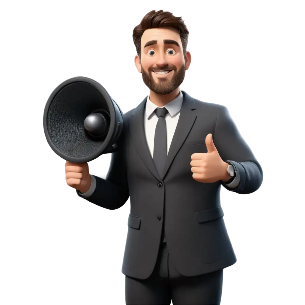 Man-Announcing-with-a-Speaker-PNG-HighQuality-3D-Image-for-Diverse-Uses