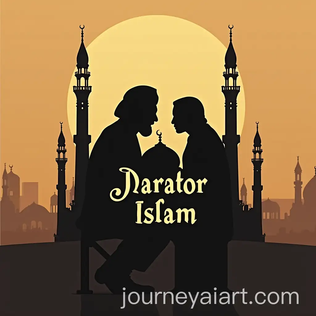 Silhouette-of-a-Storyteller-in-Front-of-a-Mosque-with-Artistic-Text-Narrator-Islam