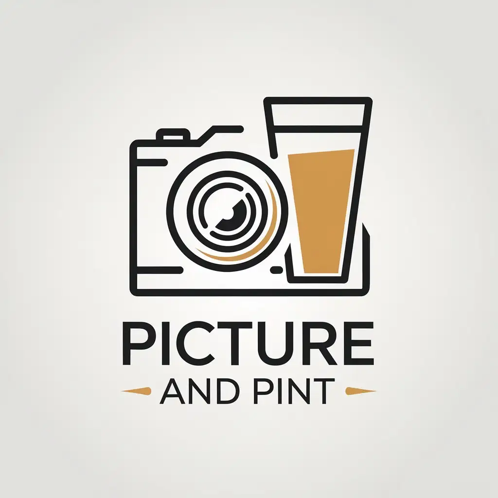 LOGO Design for Picture and Pint Camera Lens and Pint Glass in Minimalistic Style