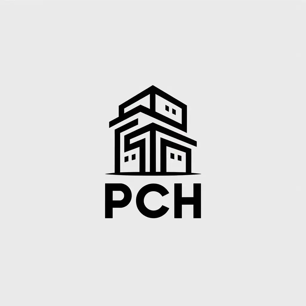 LOGO Design for PCH Minimalist Construction Company Logo with MultiStorey Square Building Symbol