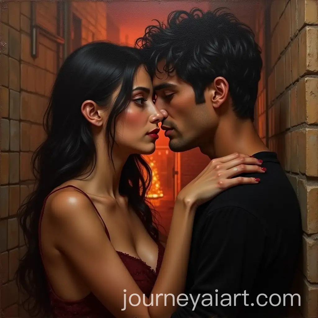 Romantic-Couple-in-a-Misty-Street-Surrounded-by-Fire-and-Autumn-Breeze