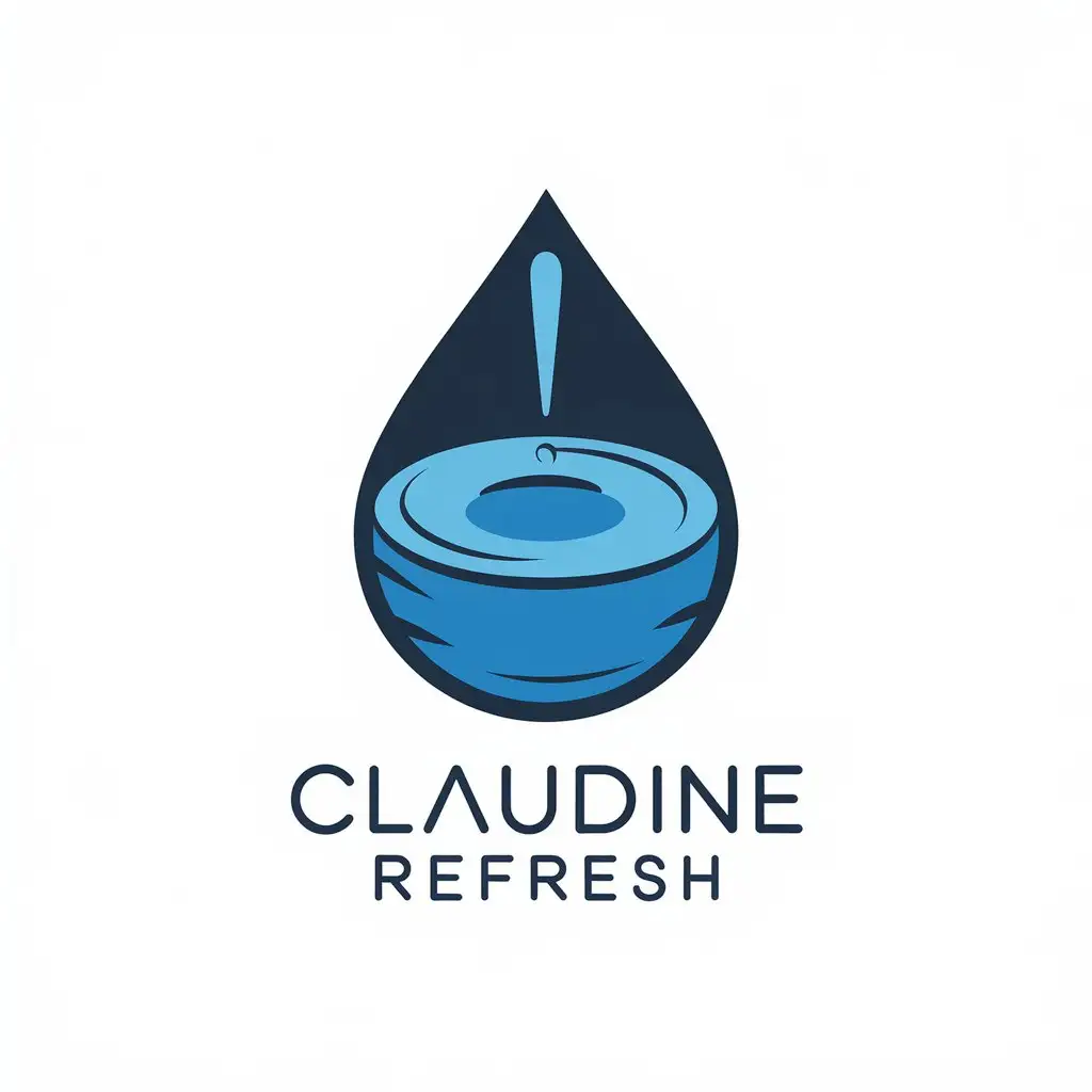 a vector logo design,with the text "Claudine Refresh", main symbol:a drop of frozen water,Moderate,clear background