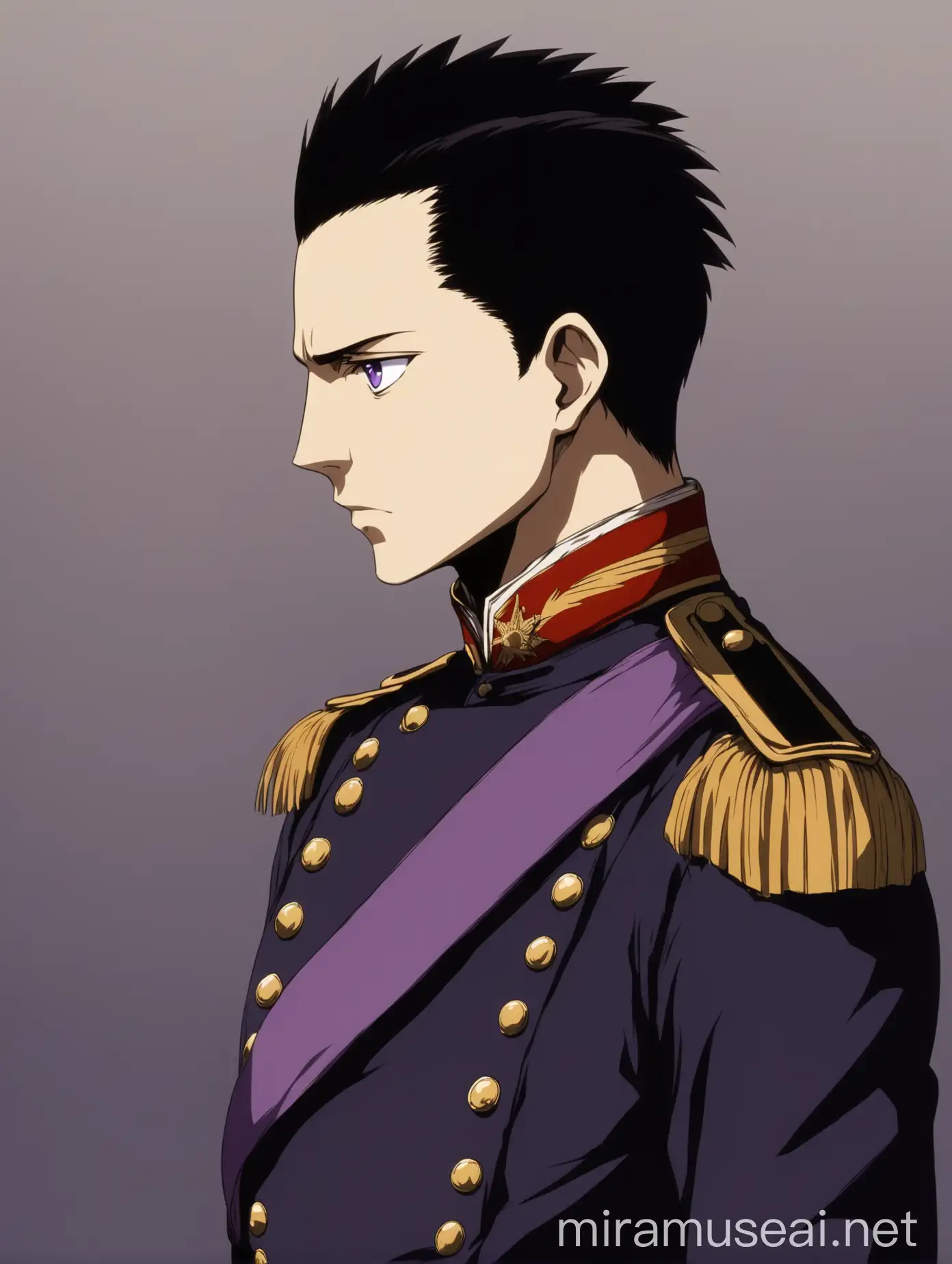 19th Century Military Officer with Violet Eyes in Anime Style