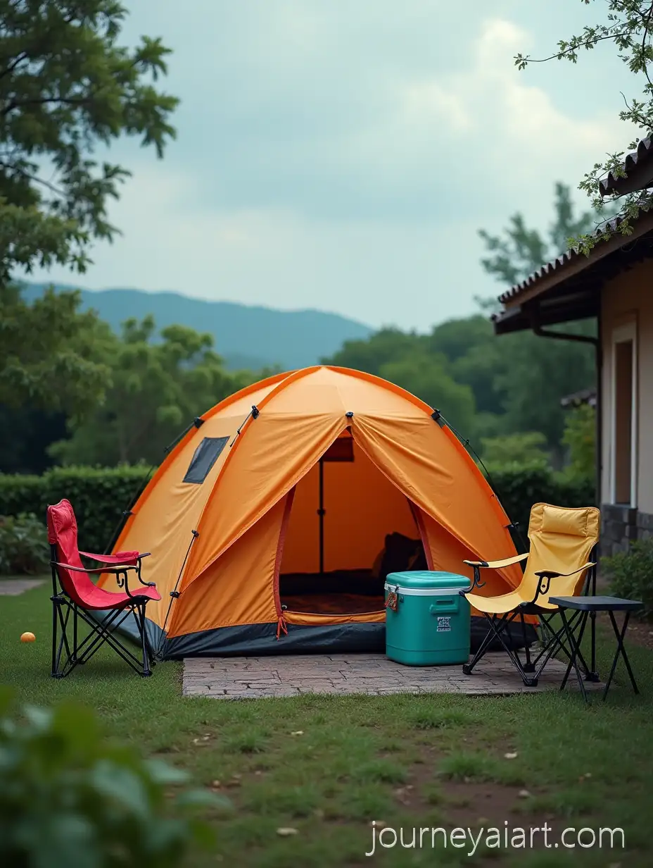 Unopened-Camping-Gear-and-Tent-in-TranquCamping-plan-unfulfilledil-Backyard-Setting