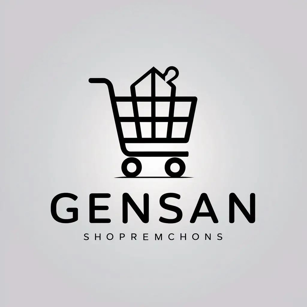 a vector logo design,with the text "gensan", main symbol:shopping cart,Moderate,clear background