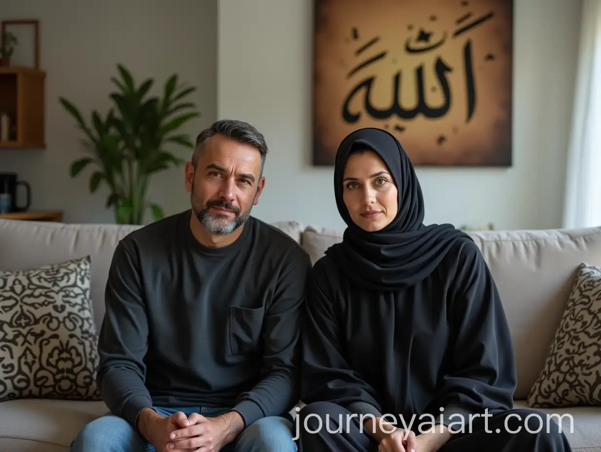 AI-Art-Prompt-ExpansionMuslim-Couple-Sitting-in-Spacious-Stylish-Home-with-Sullen-Expressions