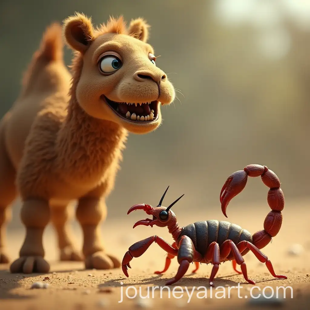 Startled-Camel-Confronted-by-Angry-Scorpion