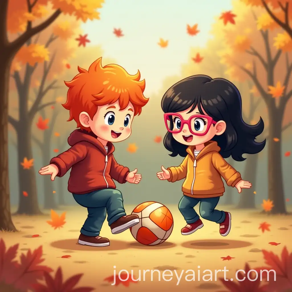 Children-Playing-with-a-Ball-in-an-Autumn-Playground
