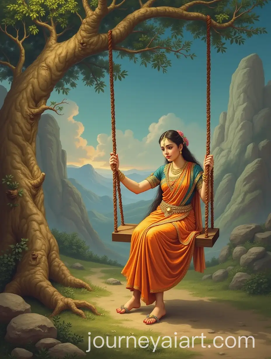 Radha-on-Celestial-Swing-in-Divine-Balance