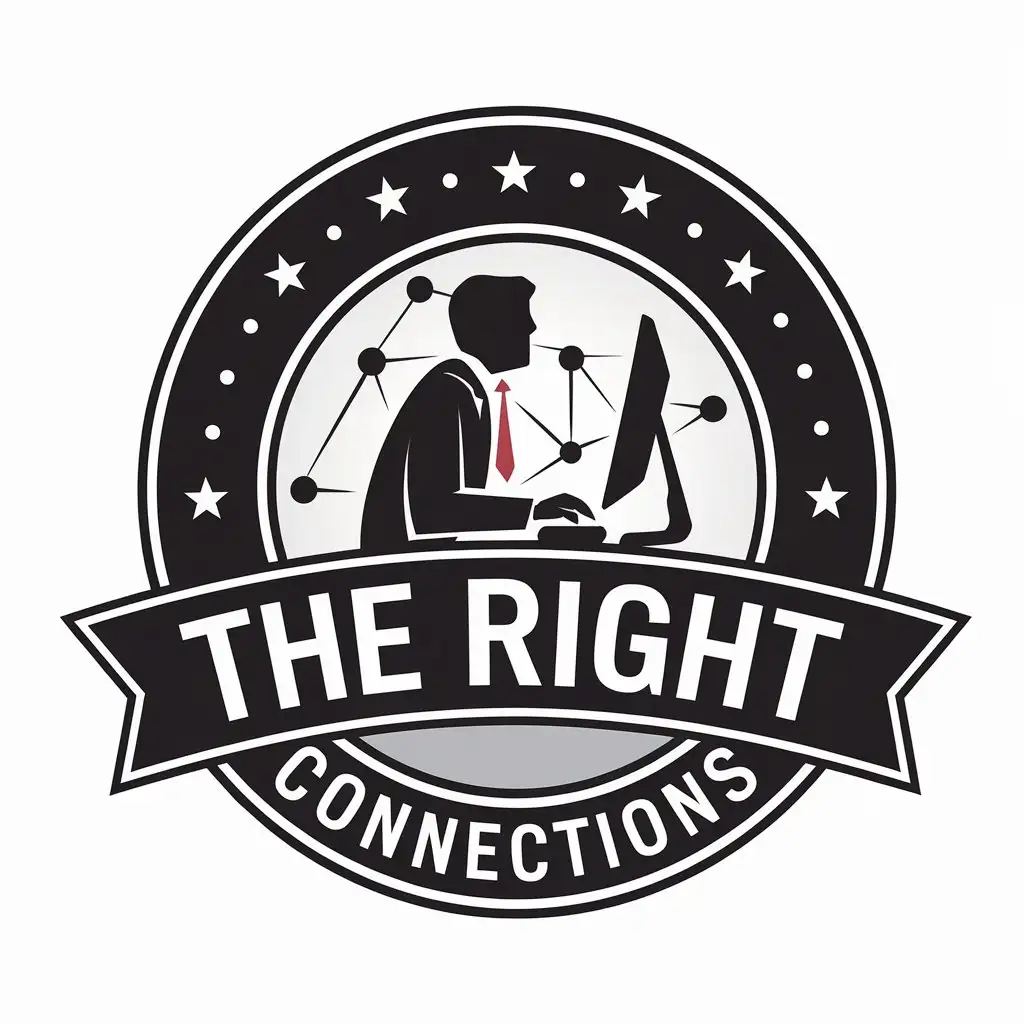 LOGO Design for The Right Connections Man with Global Connections on Computer for Internet Industry