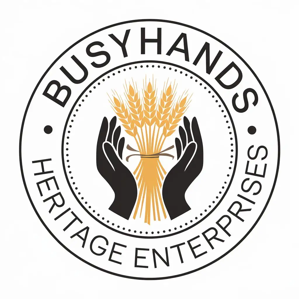 a vector logo design,with the text "Busyhands  Heritage Enterprises", main symbol:Hands,Moderate,be used in Home Family industry,clear background