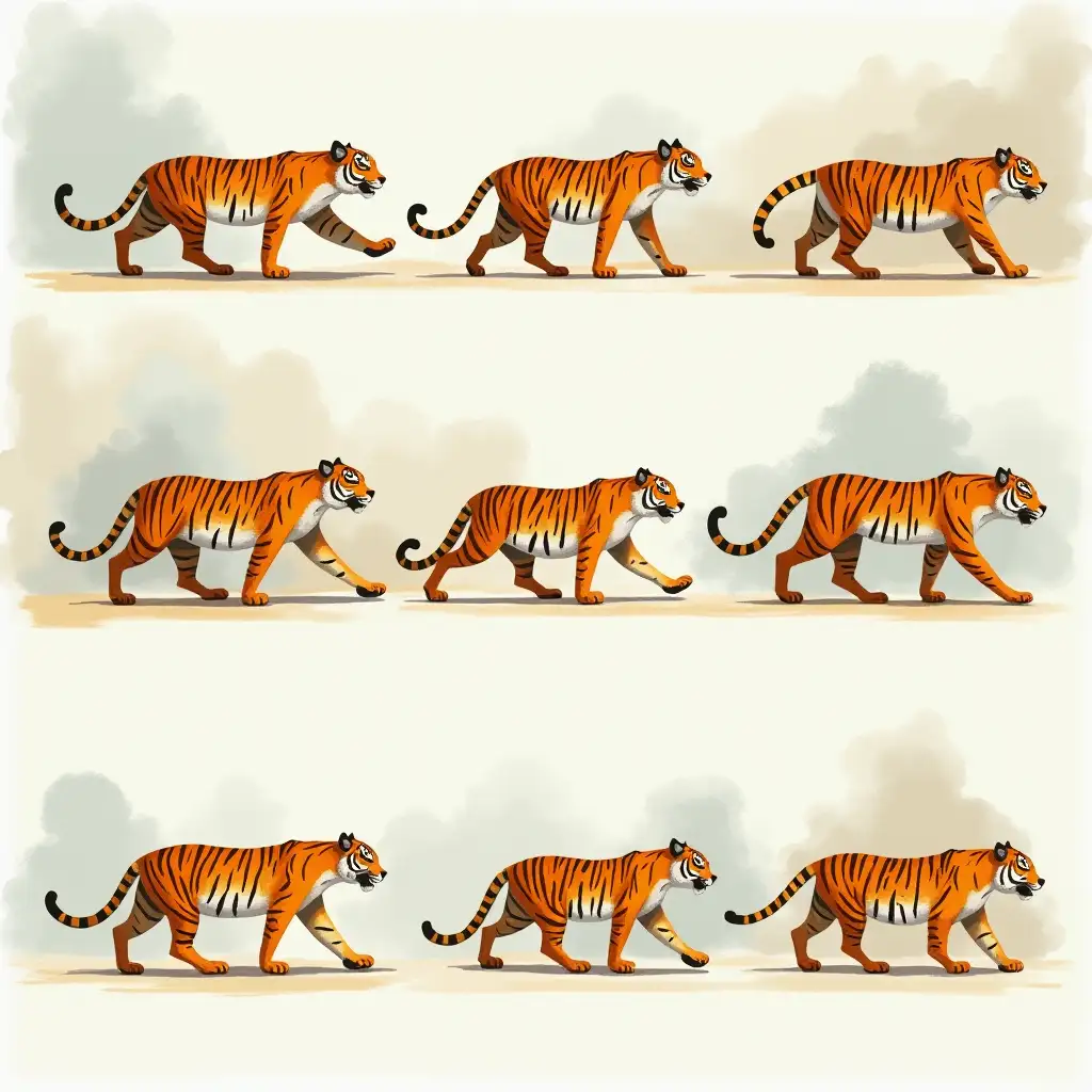 HandPainted-Animation-of-Stylized-Tiger-in-Dreamlike-Watercolor-Style