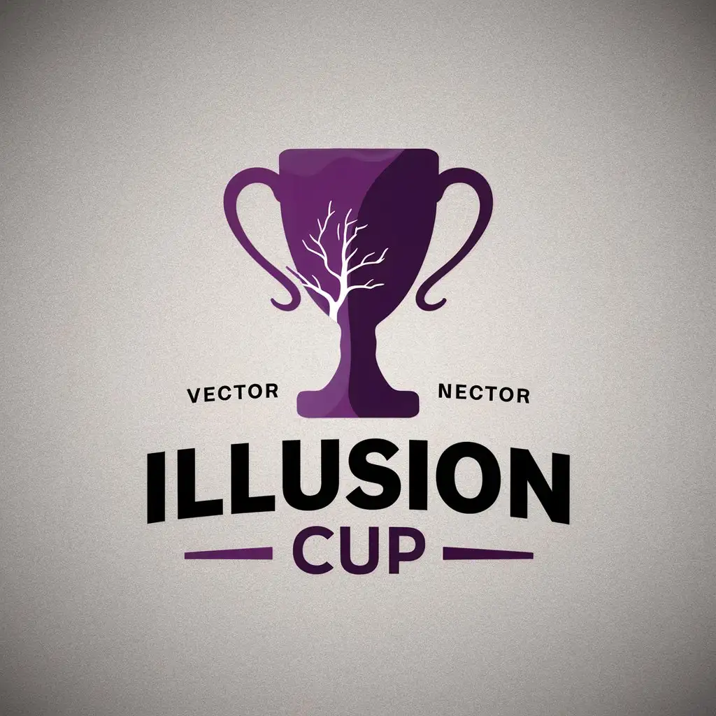 a vector logo design,with the text "illusion cup", main symbol:Dry tree, trophy, purple,Minimalistic,be used in Others industry,clear background