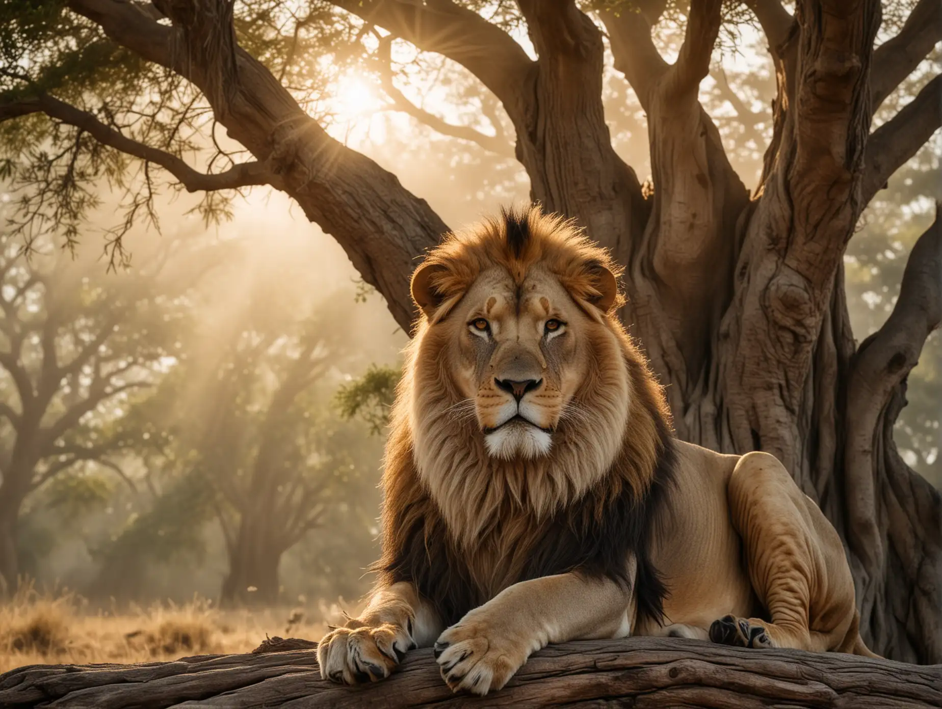 Majestic-Lion-Resting-Under-African-Sunrise