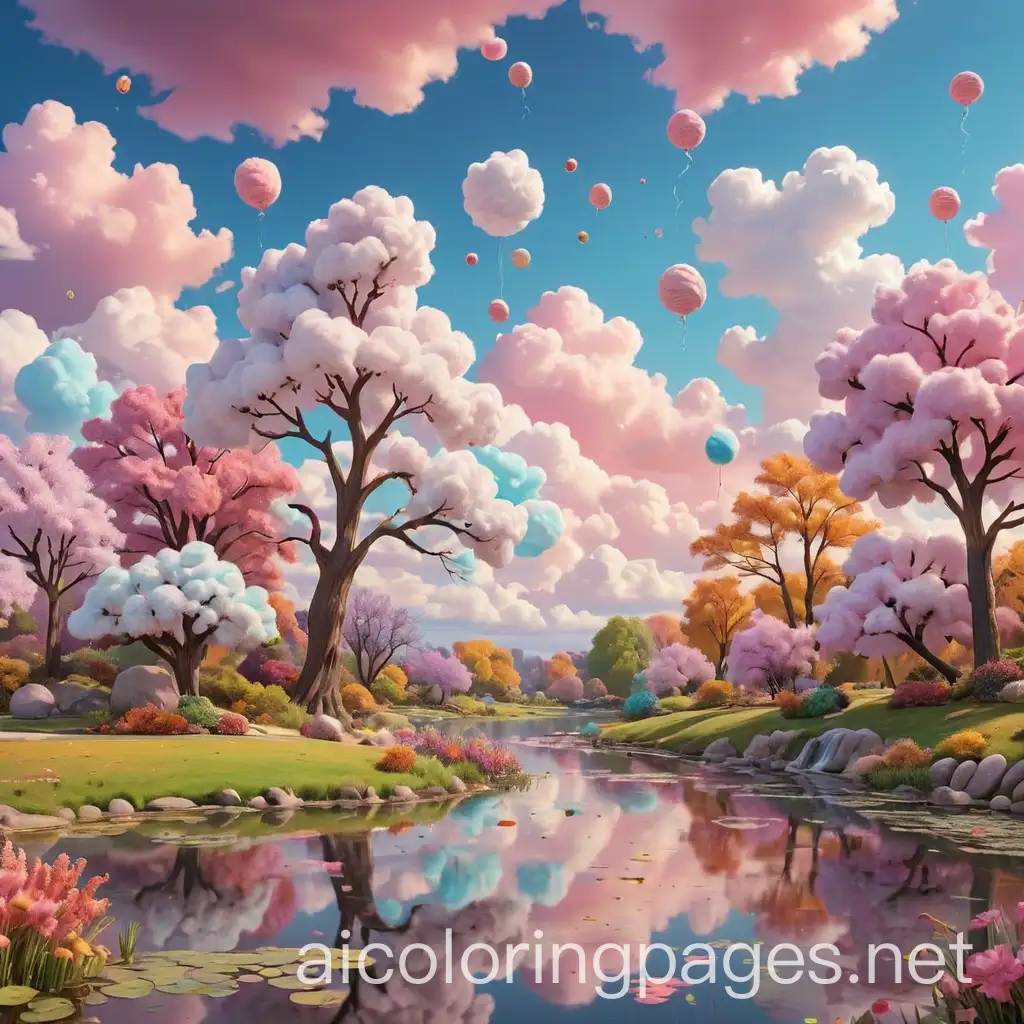 Whimsical-Habitat-with-Cotton-Candy-Clouds-and-Donut-Trees-for-Kids-Coloring