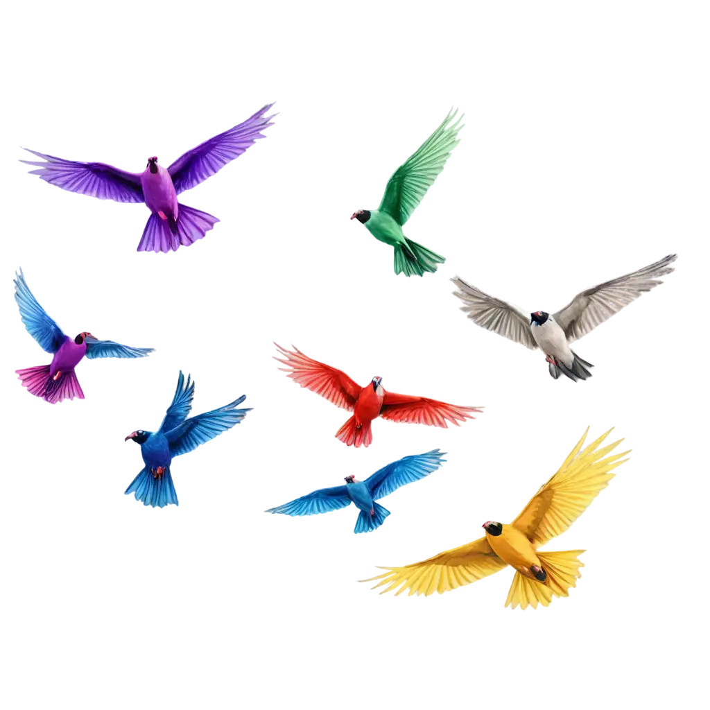 Flying-Colored-Bird-Flock-PNG-Vibrant-Avian-Design-for-Digital-Use