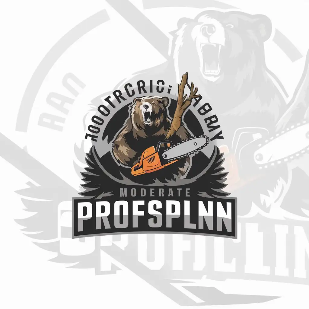 LOGO Design for ProfSpilNN Bear Chainsaw Tree Theme for Construction Industry