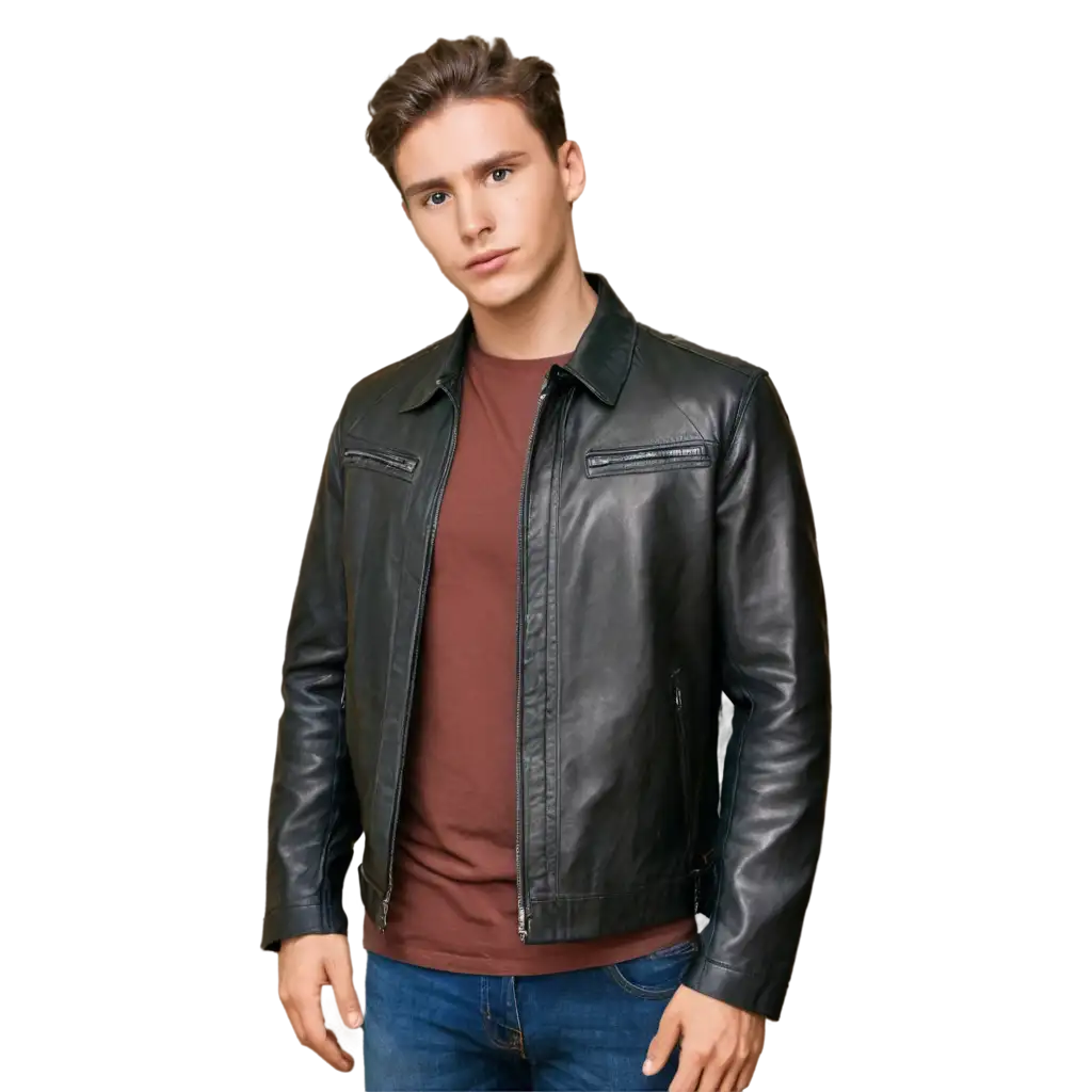 Realistic-Man-in-Leather-Jacket-with-DASHA-Branding-PNG-Image-Creation