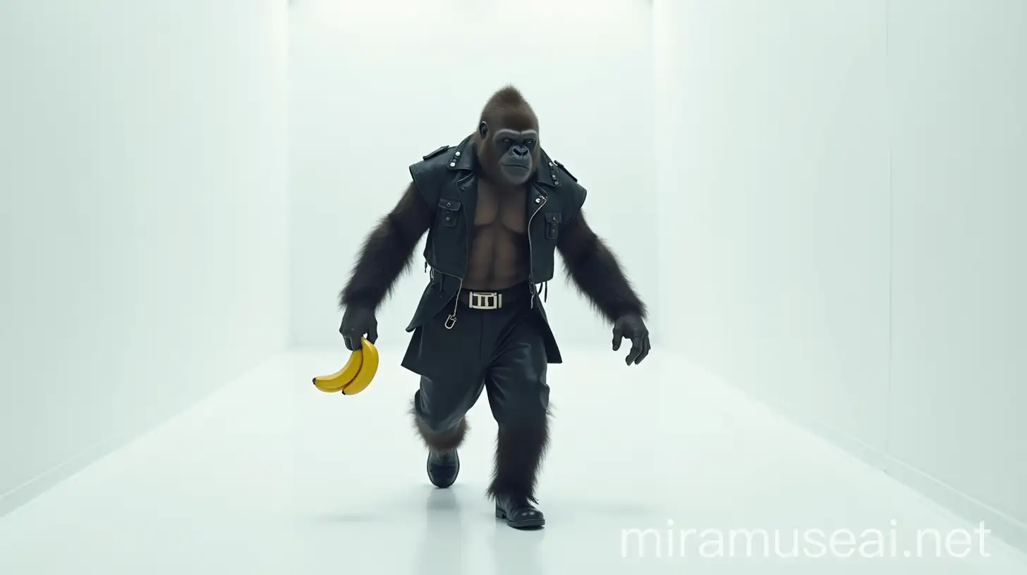 Cyberpunk Gorilla Fashion Show Futuristic Grunge Style with Banana