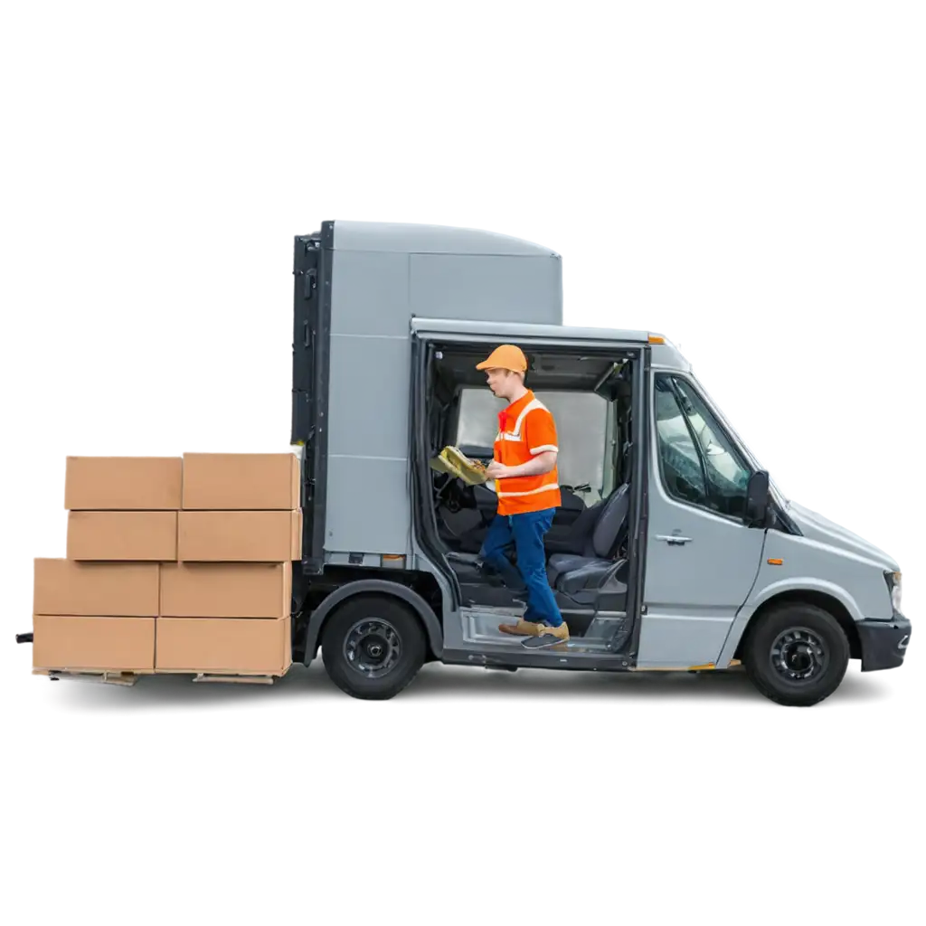 Cargo-Truck-Driver-Performing-Product-Delivery-PNG-HighQuality-Transparent-Image-for-Diverse-Uses