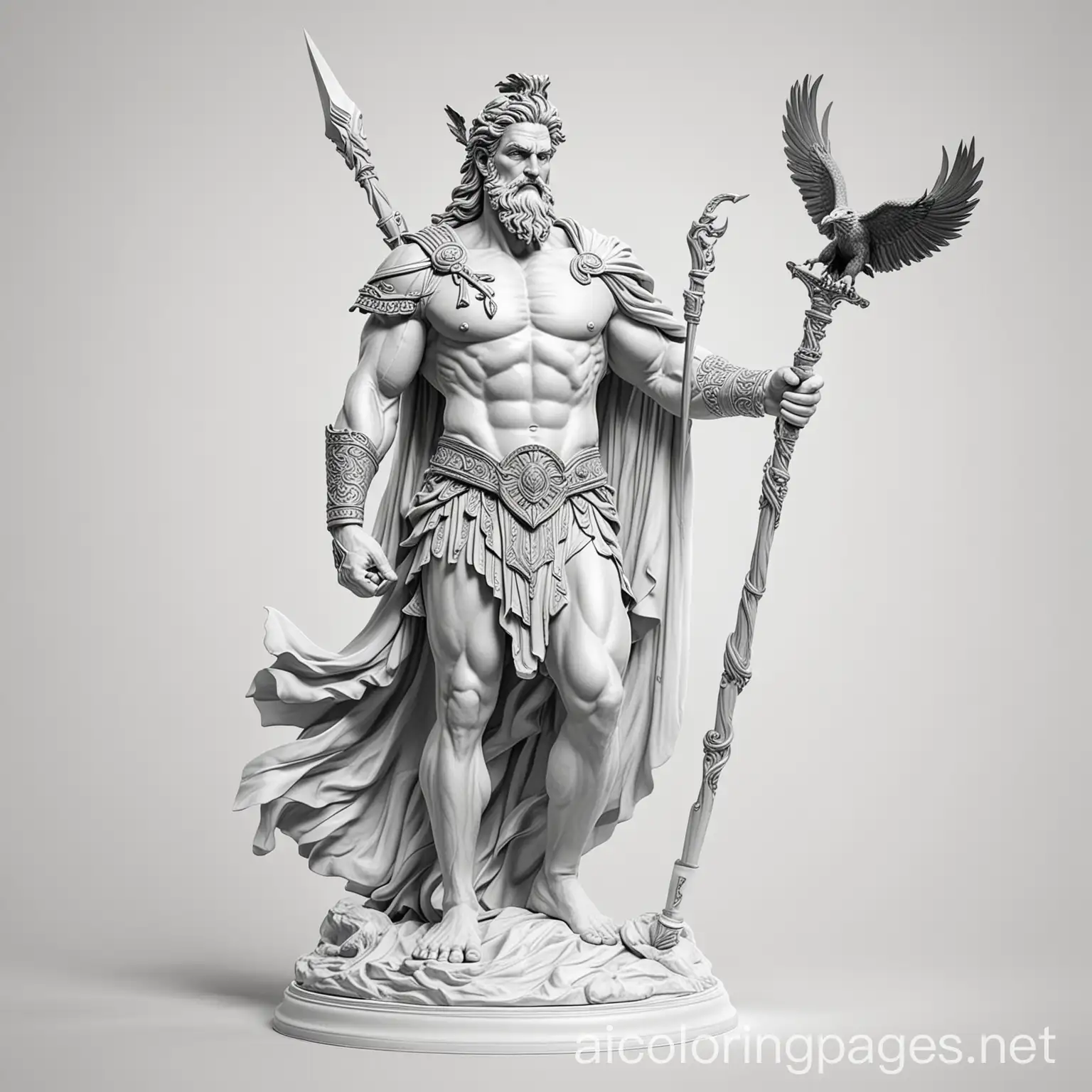 Realistic-Greek-God-Zeus-Holding-Lightning-Bolt-and-Royal-Sceptre-Coloring-Page